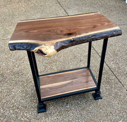 Foxcreek Baskets Live Edge Black Walnut Console Table w/bottom shelf