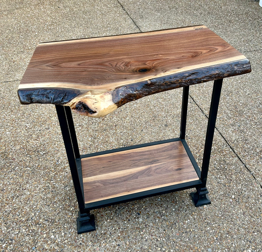 Foxcreek Baskets Live Edge Black Walnut Console Table w/bottom shelf