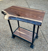 Foxcreek Baskets Live Edge Black Walnut Console Table w/bottom shelf, view 2