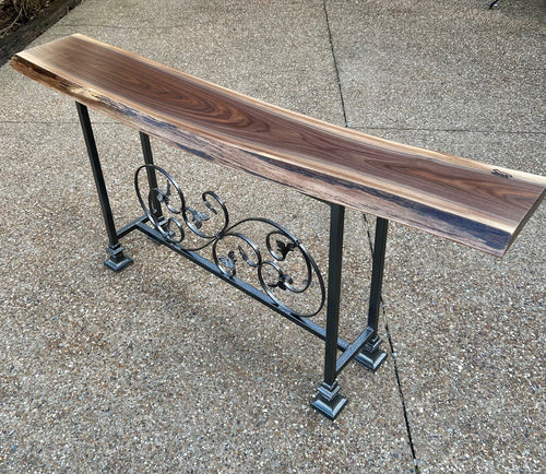 Foxcreek Baskets Live Edge Black Walnut Skinny Console Table