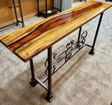 Foxcreek Baskets Live Edge River Entryway Table w/Canary Wood, view 4