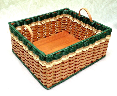 Foxcreek Baskets Newspaper basket w/leather handles
