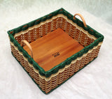 Foxcreek Baskets Newspaper basket w/leather handles, view 2