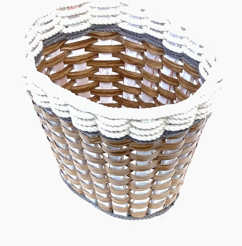 Foxcreek Baskets Oval Waste Basket- Cottage Grey
