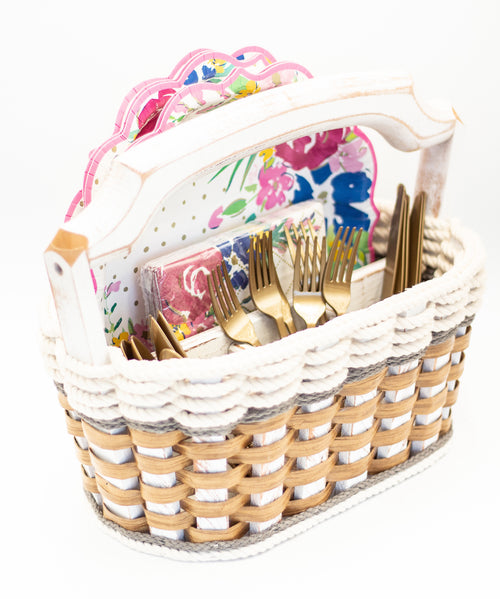 Foxcreek Baskets Picnic Party Basket-Cottage Grey