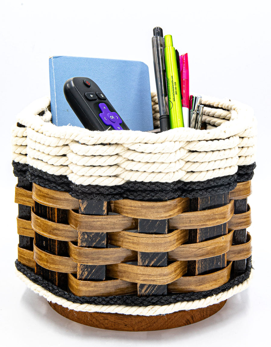 Foxcreek Baskets Remote Lazy Susan Basket-Cottage Black