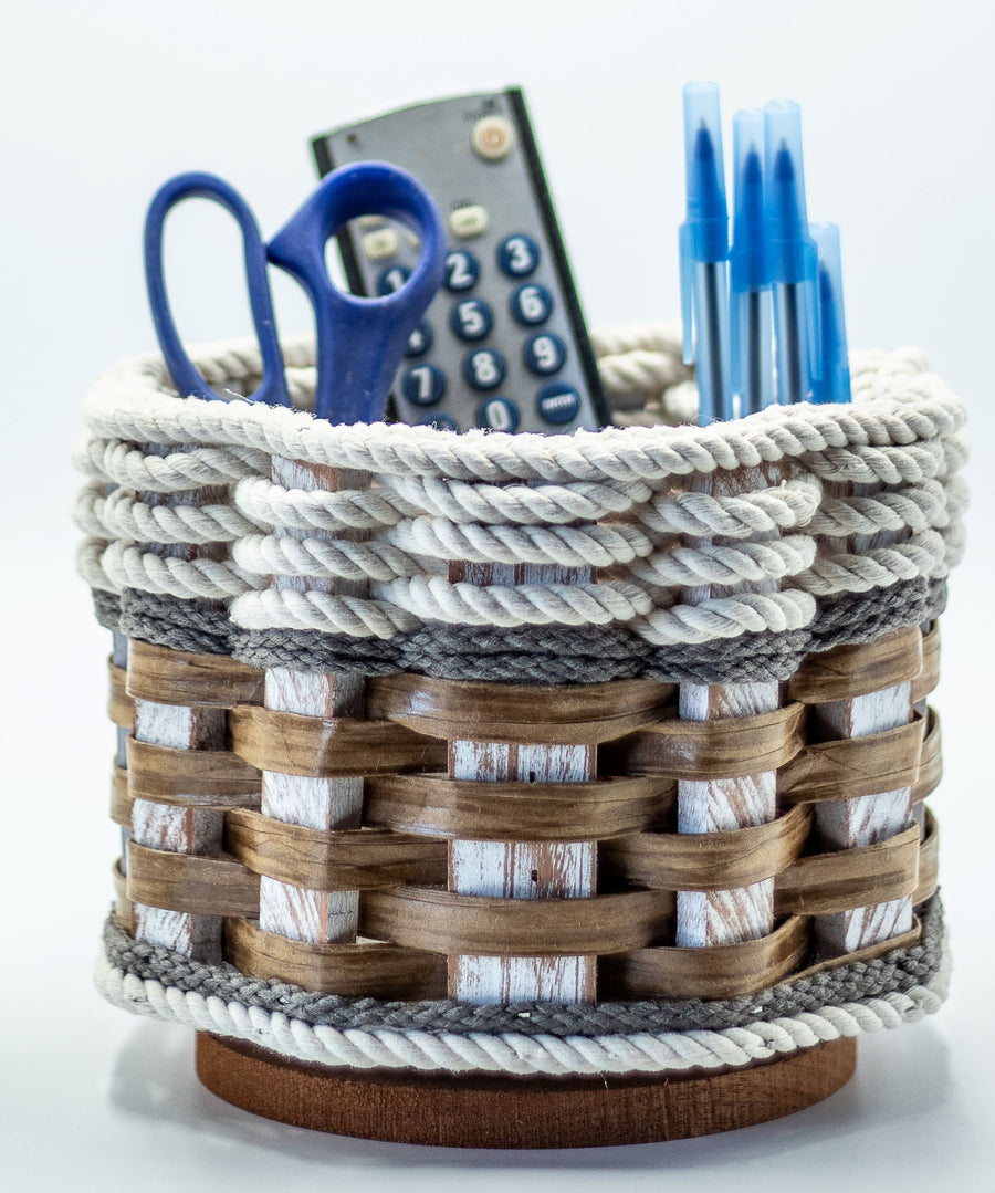 Foxcreek Baskets Remote Lazy Susan Basket--Cottage Grey