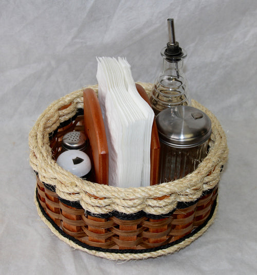 Foxcreek Baskets 9 inch lazy Susan w/sisal rope-Shabby Chic Collection