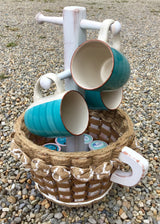 Foxcreek Baskets Coffee Mug Basket--Shabby Chic Collection w/ribbon, view 2