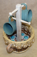 Foxcreek Baskets Coffee Mug Basket--Shabby Chic Collection w/ribbon, view 4