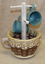 Foxcreek Baskets Coffee Mug Basket--Shabby Chic Collection w/ribbon, view 5