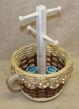 Foxcreek Baskets Coffee Mug Basket--Shabby Chic Collection w/ribbon, view 6