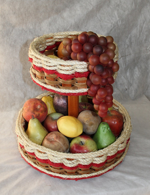Foxcreek Baskets Double Lazy Susan Basket--Shabby Chic Collection