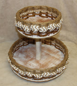 Foxcreek Baskets Double Lazy Susan distressed w/ribbon-Shabby Chic Collection, view 2