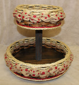Foxcreek Baskets Double Lazy Susan distressed w/ribbon-Shabby Chic Collection, view 5
