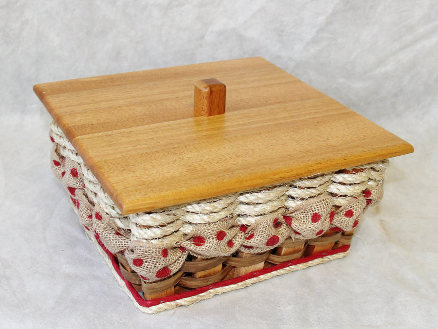Foxcreek Baskets Napkin Basket w/Lid-Shabby Chic