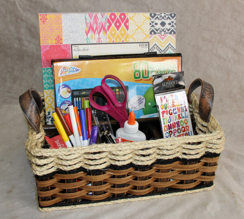 Foxcreek Baskets Hobby Basket w/cord-Shabby Chic Collection