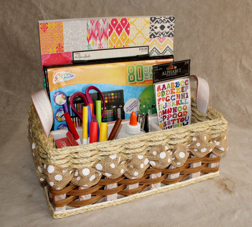 Foxcreek Baskets Hobby Basket w/ribbon-Shabby Chic Collection