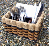 Foxcreek Baskets Silverware Basket-Shabby Chic Collection w/Black & White distress, view 3