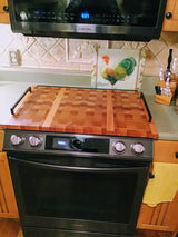 Foxcreek Baskets Stove Top Cover-Mahogany End Grain with handles, view 4