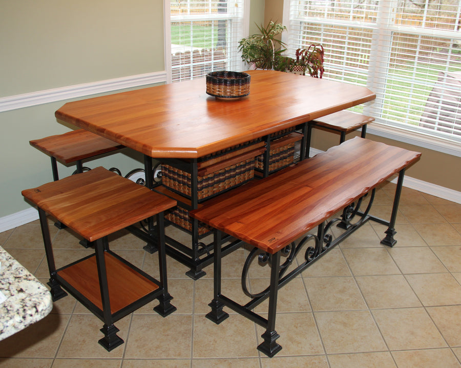 Foxcreek Baskets Table-40x72 Mahogany Table w/4 benches