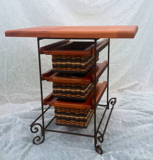 Foxcreek Baskets Table-25x36 three drawer with double foot rest