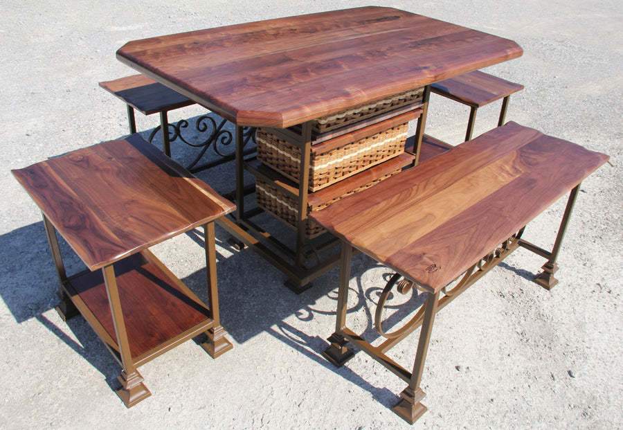 Foxcreek Baskets Table- 36x60 Black Walnut Table with 4 benches