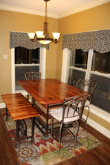 Foxcreek Baskets Table-40x60 distressed mahogany sq. steel frame w/bench and chairs, view 2