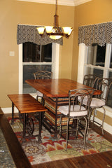 Foxcreek Baskets Table-40x60 distressed mahogany sq. steel frame w/bench and chairs, view 5