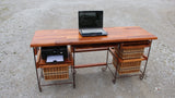 Foxcreek Baskets Table-Mahogany Desk with wrought iron, view 2