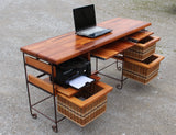 Foxcreek Baskets Table-Mahogany Desk with wrought iron, view 3