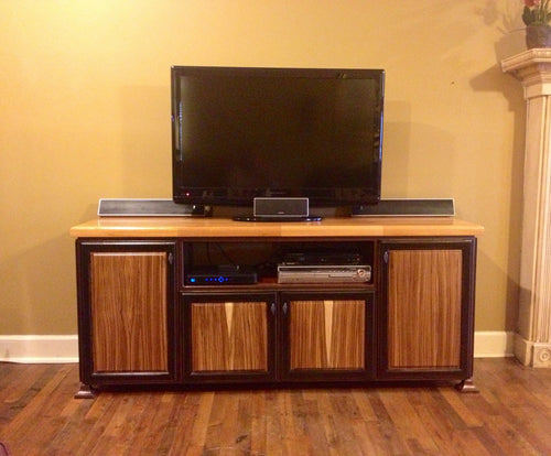 Foxcreek Baskets Table-Zebra and Mahogany Wood-Entertainment Unit 19 x 72