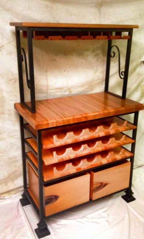 Foxcreek Baskets Table-Wine/Whiskey Bar Unit w/Riser