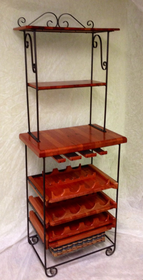 Foxcreek Baskets Table-Wine Rack with tall riser