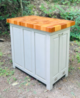 Foxcreek Baskets Triple Trash and Recycle kitchen island with end grain butcher block top, slide out trash and recycle, tilt out trash bin, view 4