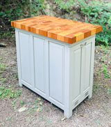 Foxcreek Baskets Triple Trash and Recycle kitchen island with end grain butcher block top, slide out trash and recycle, tilt out trash bin, view 5
