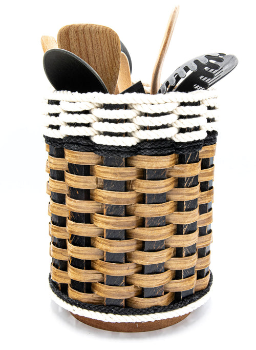 Foxcreek Baskets Utensil Lazy Susan Basket-Cottage Black