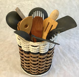 Foxcreek Baskets Utensil Lazy Susan Basket-Cottage Black, view 4