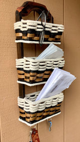 Foxcreek Baskets Wall Organizer Triple Baskets w/ hooks-Cottage Black, view 3