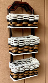 Foxcreek Baskets Wall Organizer Triple Baskets w/ hooks-Cottage Black, view 4