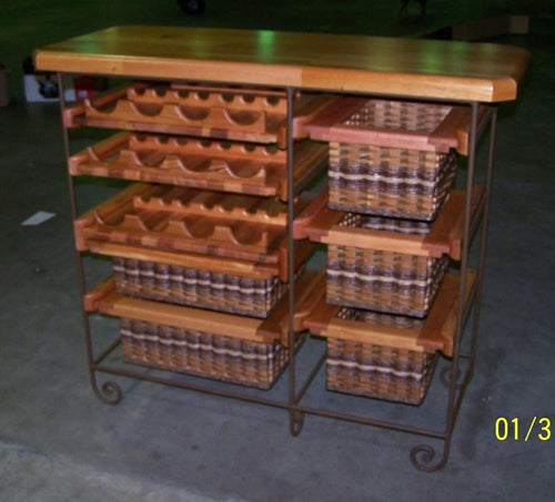 Foxcreek Baskets Wine Table--18x48 Sideboard w/wine storage