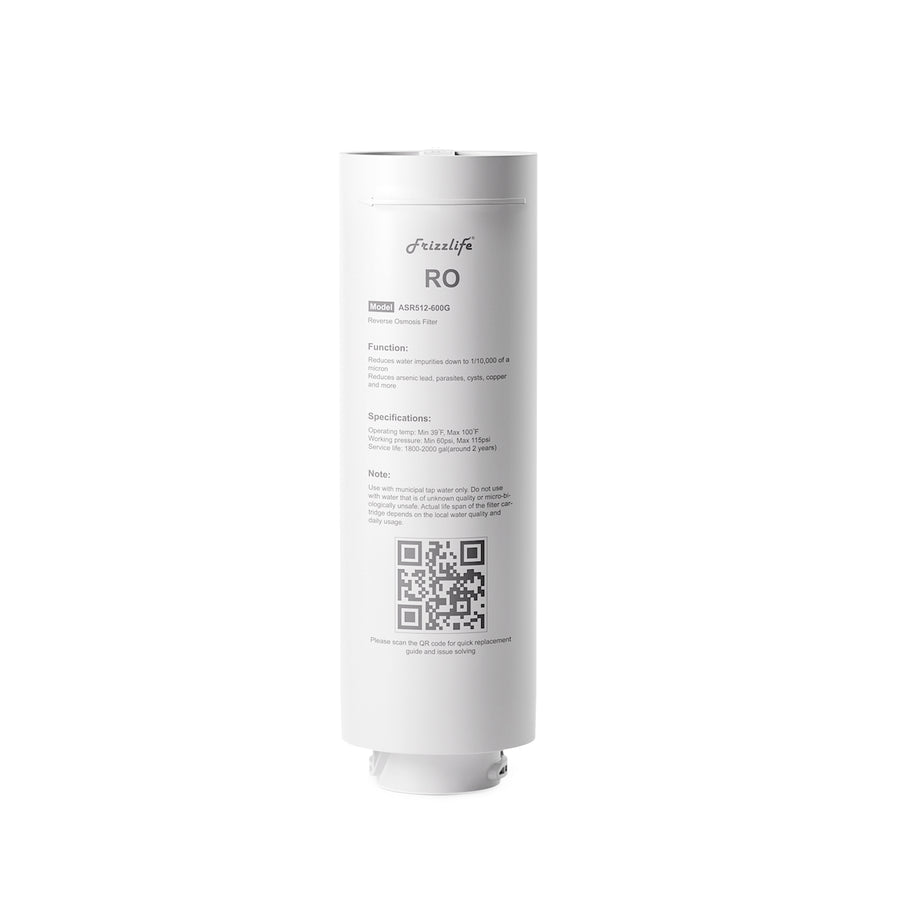 Frizzlife ASR512-600G Replacement RO Filter Cartridge For MR600 Reverse Osmosis System(2nd Stage)