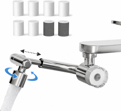 Frizzlife Splash-proof Sink Faucet Extender with Filter, Certified Reduce 99% Chlorine, 1080° Rotating Tap Aerator, 3 Modes Spray Attachment for kitchen/Bathroom/Toddlers, Extra Extension