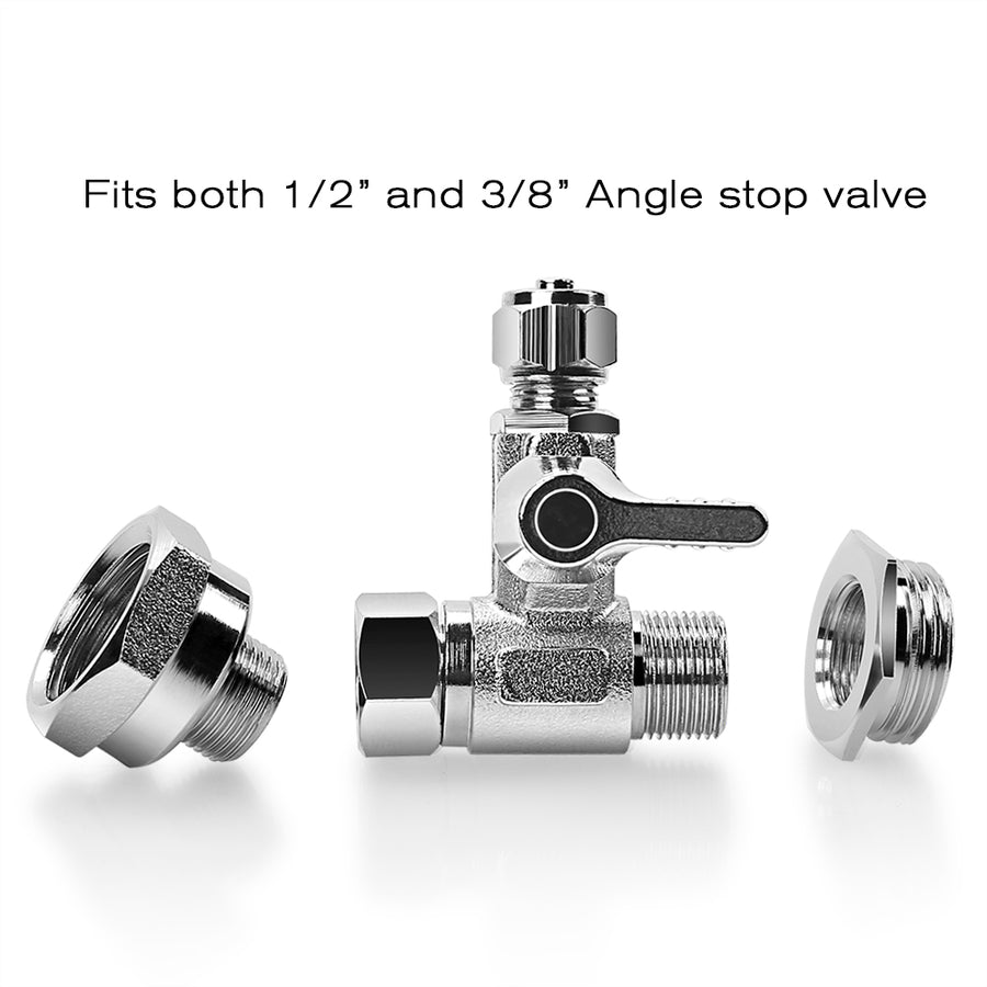 Frizzlife Angle Stop Valve Adapter Fits both 1/2 inch & 3/8" Feed Water Line