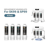 Frizzlife SKP-HF Replacement Housing Kits (4 Pack) With Filter Cartridges Inside for SK99 and SP99 Under Sink Water Filter System, view 2