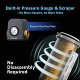 Frizzlife 40 & 100 Micron Spin Down Sediment Water Filter with Pressure Gauge and Built-in Scraper, Reusable and Flushable Whole House Pre-Filtration System, 1" + 3/4" NPT, BPA Free, JG40-100, view 5