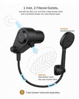 Frizzlife Dual-Outlet Shower Filter with Handheld Sprayer, Keeps Existing Fixed Shower Head, Both Heads Get Filtered Water, High Pressure 3-Mode, 210g KDF-55 and Calcium Sulfite, Reduces Chlorine, view 3