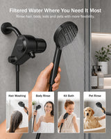 Frizzlife Dual-Outlet Shower Filter with Handheld Sprayer, Keeps Existing Fixed Shower Head, Both Heads Get Filtered Water, High Pressure 3-Mode, 210g KDF-55 and Calcium Sulfite, Reduces Chlorine, view 4