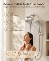 Frizzlife Dual-Outlet Shower Filter with Handheld Sprayer, Keeps Existing Fixed Shower Head, Both Heads Get Filtered Water, High Pressure 3-Mode, 210g KDF-55 and Calcium Sulfite, Reduces Chlorine, view 4