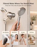 Frizzlife Dual-Outlet Shower Filter with Handheld Sprayer, Keeps Existing Fixed Shower Head, Both Heads Get Filtered Water, High Pressure 3-Mode, 210g KDF-55 and Calcium Sulfite, Reduces Chlorine, view 6